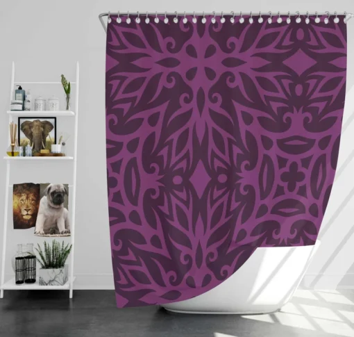 Dark Purple Light Purple Tribal Floral Shower Curtain