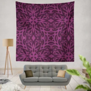 Dark Purple Light Purple Tribal Floral Wall Tapestry