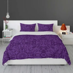 Dark Violet Tribal Floral Design Bedding Set 1