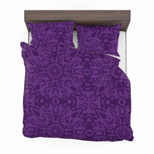 Dark Violet Tribal Floral Design Bedding Set 2