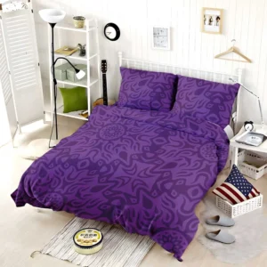 Dark Violet Tribal Floral Design Bedding Set