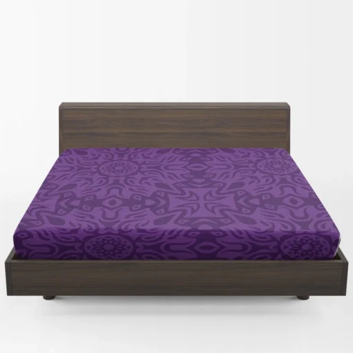 Dark Violet Tribal Floral Design Fitted Sheet 1