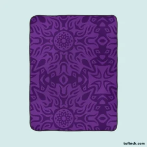 Dark Violet Tribal Floral Design Fleece Blanket 1