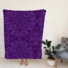 Dark Violet Tribal Floral Design Fleece Blanket