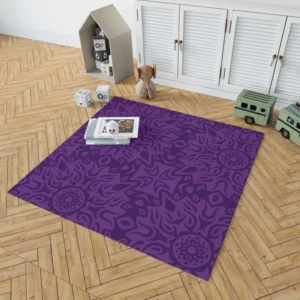 Dark Violet Tribal Floral Design Rug 1