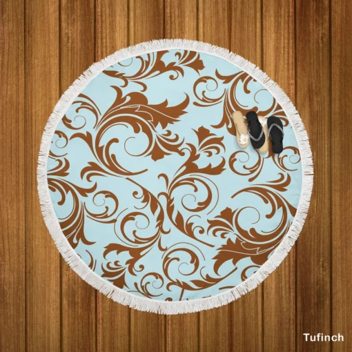 Decorative Damask Pattern Round Beach Towel