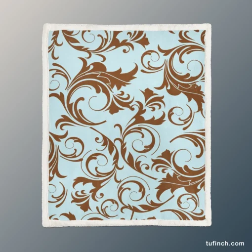 Decorative Damask Pattern Sherpa Fleece Blanket 1