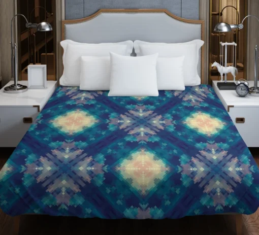 Deep Blue Dye Colored Ikat Duvet Cover