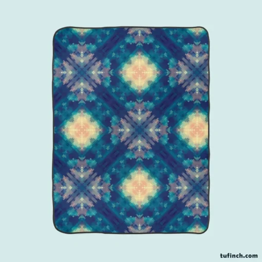 Deep Blue Dye Colored Ikat Fleece Blanket 1