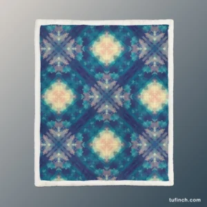 Deep Blue Dye Colored Ikat Sherpa Fleece Blanket 1