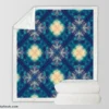 Deep Blue Dye Colored Ikat Sherpa Fleece Blanket