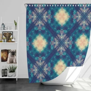 Deep Blue Dye Colored Ikat Shower Curtain