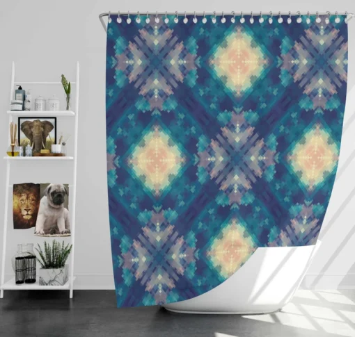 Deep Blue Dye Colored Ikat Shower Curtain