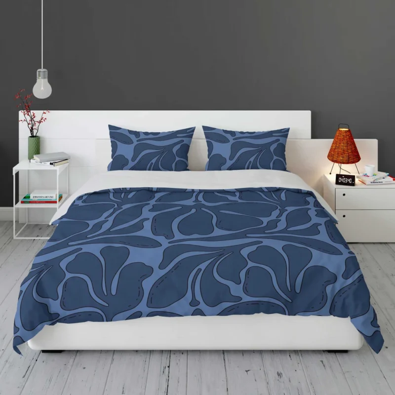 Deep Blue Monochrome Pattern Bedding Set 1