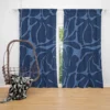 Deep Blue Monochrome Pattern Curtain