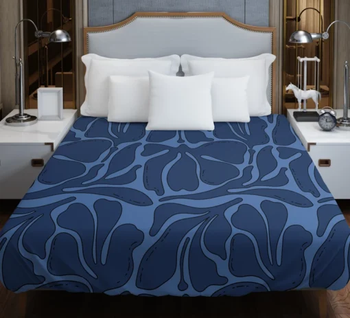 Deep Blue Monochrome Pattern Duvet Cover