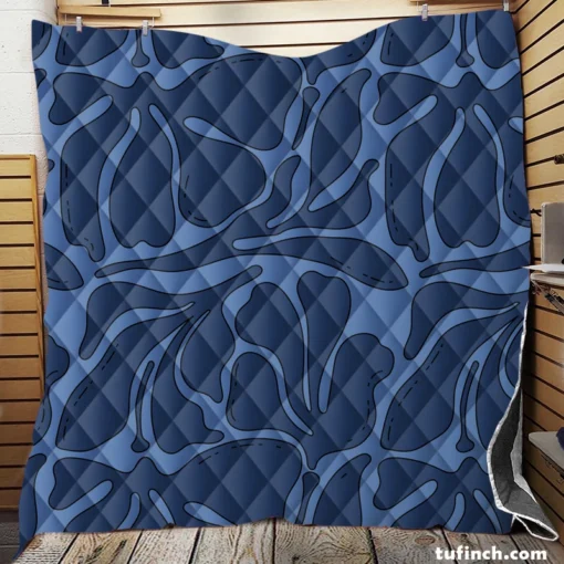 Deep Blue Monochrome Pattern Quilt Blanket