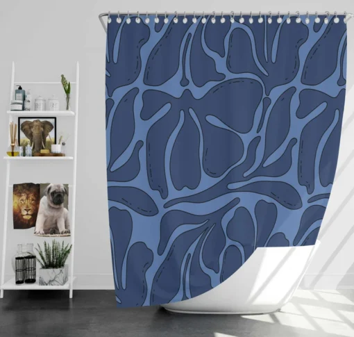 Deep Blue Monochrome Pattern Shower Curtain