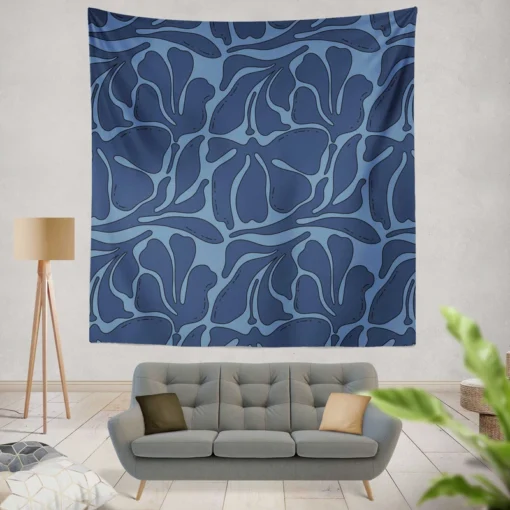 Deep Blue Monochrome Pattern Wall Tapestry