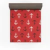 Deep Brown White Anchors On Red Background Fitted Sheet