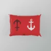 Deep Brown White Anchors On Red Background Pillow Case