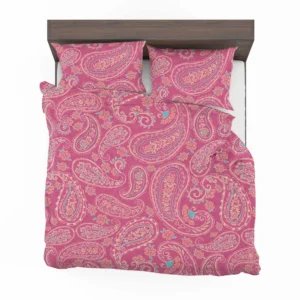 Deep Peach Pretty Paisley On Medium Pink Bedding Set 2