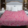 Deep Peach Pretty Paisley On Medium Pink Duvet Cover