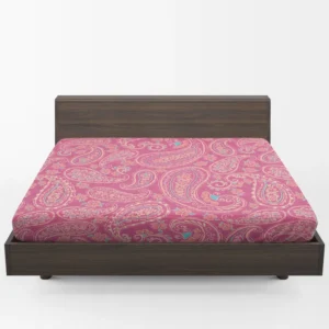 Deep Peach Pretty Paisley On Medium Pink Fitted Sheet 1