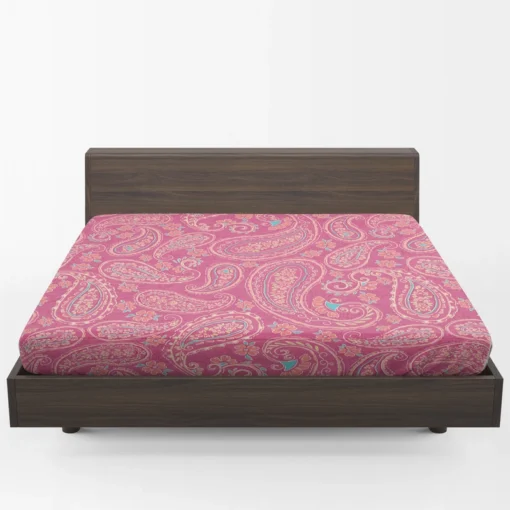 Deep Peach Pretty Paisley On Medium Pink Fitted Sheet 1