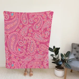 Deep Peach Pretty Paisley On Medium Pink Fleece Blanket