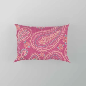 Deep Peach Pretty Paisley On Medium Pink Pillow Case