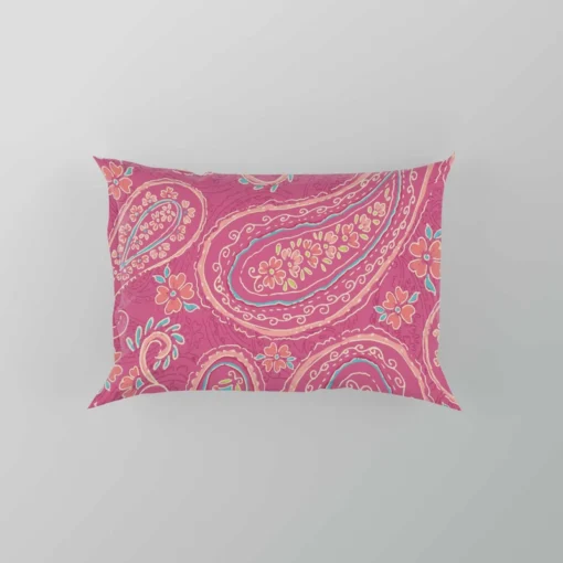 Deep Peach Pretty Paisley On Medium Pink Pillow Case