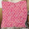 Deep Peach Pretty Paisley On Medium Pink Quilt Blanket