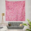 Deep Peach Pretty Paisley On Medium Pink Wall Tapestry