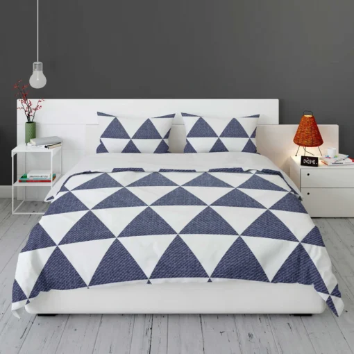 Denim Blue Triangle Pattern Bedding Set 1