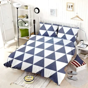 Denim Blue Triangle Pattern Bedding Set