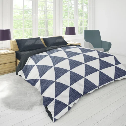 Denim Blue Triangle Pattern Duvet Cover 1