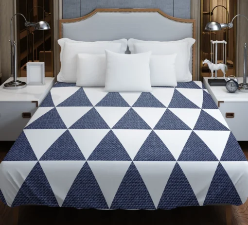 Denim Blue Triangle Pattern Duvet Cover