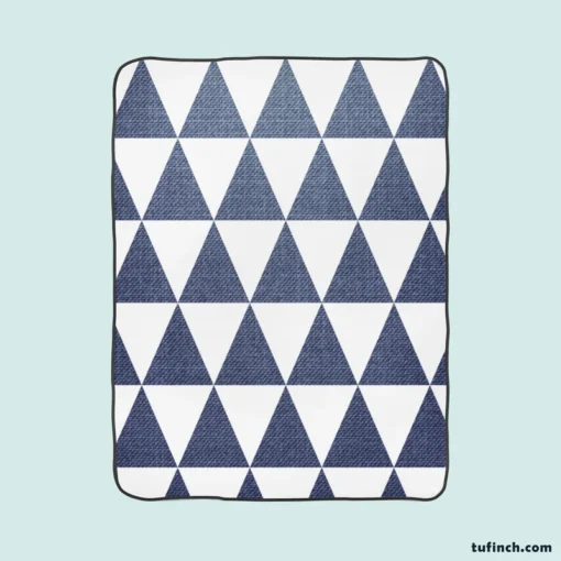 Denim Blue Triangle Pattern Fleece Blanket 1