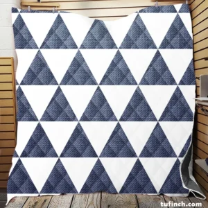 Denim Blue Triangle Pattern Quilt Blanket