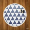 Denim Blue Triangle Pattern Round Beach Towel