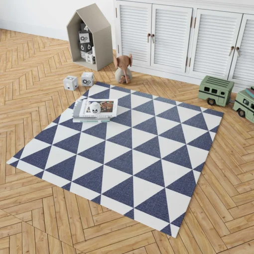 Denim Blue Triangle Pattern Rug 1