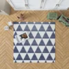 Denim Blue Triangle Pattern Rug