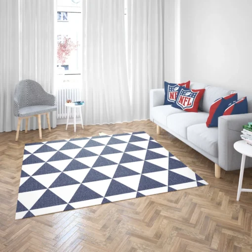 Denim Blue Triangle Pattern Rug 2