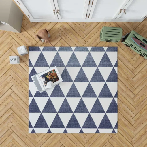 Denim Blue Triangle Pattern Rug