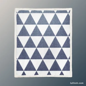 Denim Blue Triangle Pattern Sherpa Fleece Blanket 1