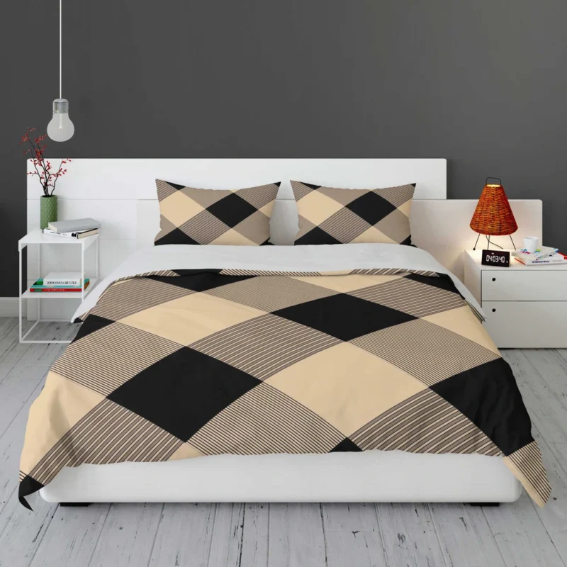 Diagonal Gingham Plaid Pattern Bedding Set 1