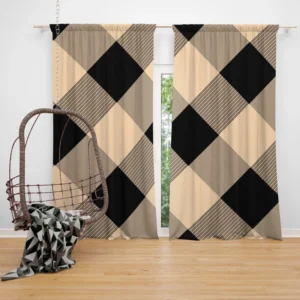 Diagonal Gingham Plaid Pattern Curtain