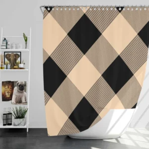 Diagonal Gingham Plaid Pattern Shower Curtain