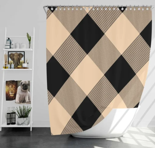 Diagonal Gingham Plaid Pattern Shower Curtain